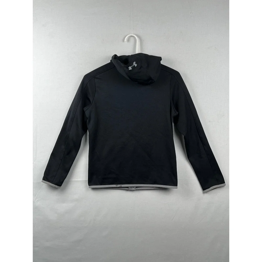 Under Armour Full Zip Hoodie Youth Large ColdGear Loose Fit Black Gray Jacket